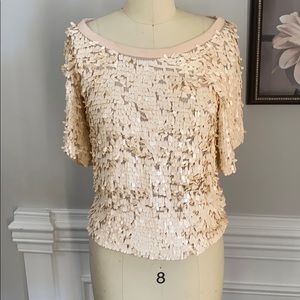 French Connection Boat Neck Sequin Top